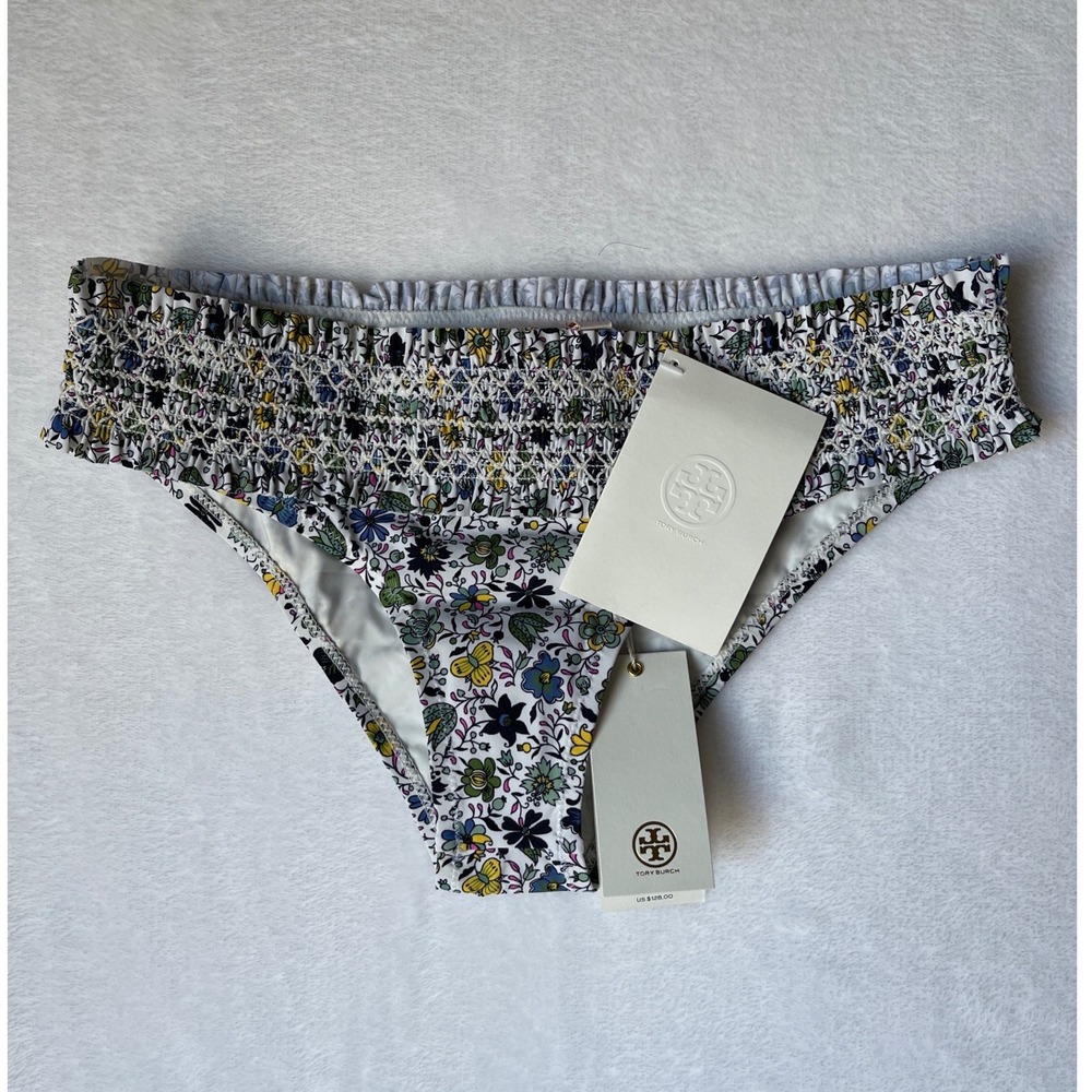 Tory Burch Costa Hipster Sz XS Love Floral  Bikini Bottom Ruffle Swimwear NEW